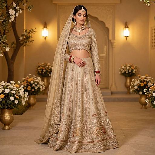 Modern Wedding Shalwar in Golden Courtyard