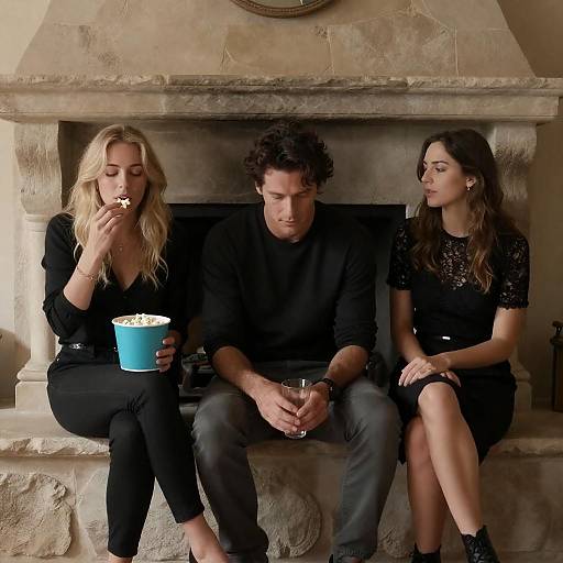 Warm Gathering by the Stone Fireplace