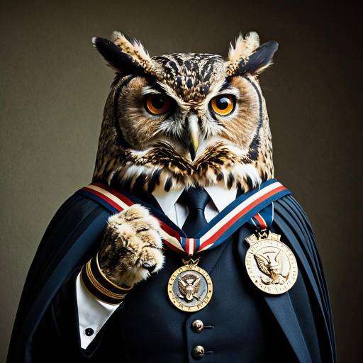Anthropomorphic Owl President with Ceremonial Sash