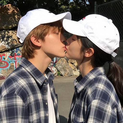 Young Couple Kissing in Urban Setting