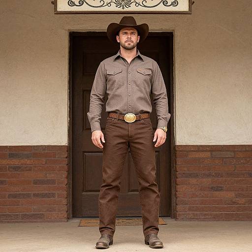 Man in Brown Cowboy Outfit