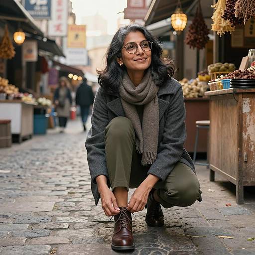 Elegant South Asian Woman at Market