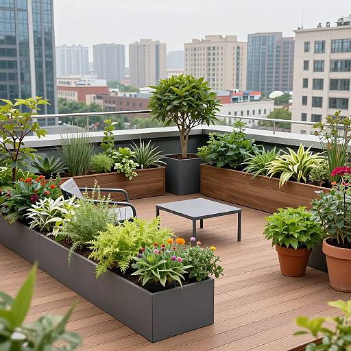 Rooftop Garden with City Skyline