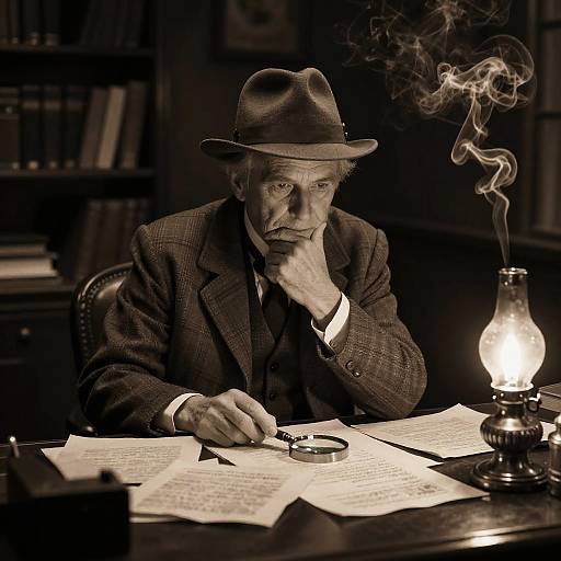 Clueless Vintage Detective in Noir Office