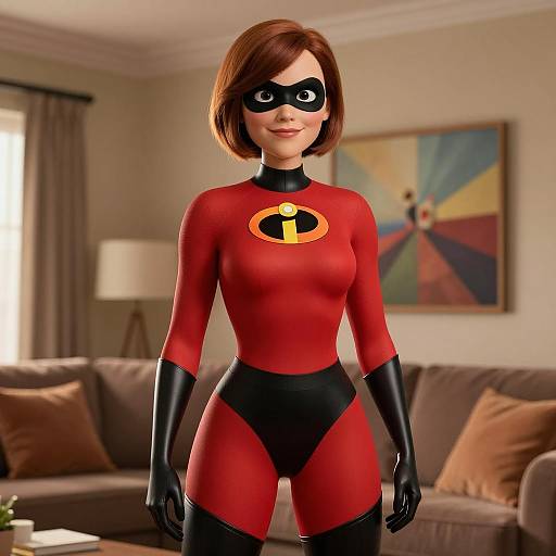 Female Superhero in Elastigirl Costume