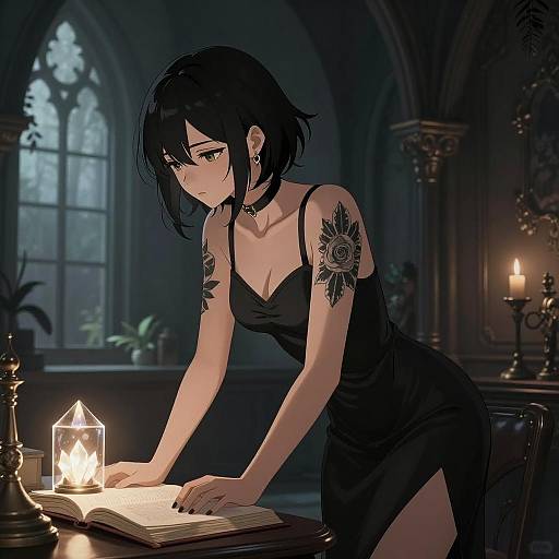 Gothic Digital Anime Artwork of Young Woman