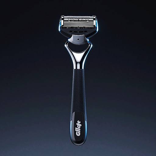 Futuristic Gillette Razor with Neon Glow