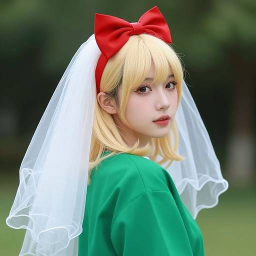 Blonde Girl in Green Outfit