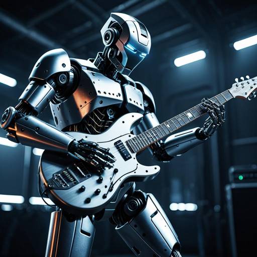 Futuristic Robot Playing Electric Guitar