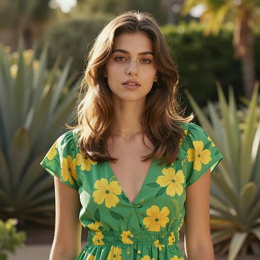 Vibrant Summer Portrait in Botanical Garden