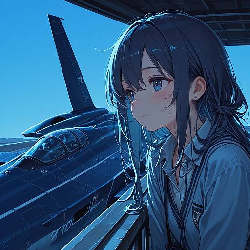 Solo Girl at a Charming Cafe Terrace