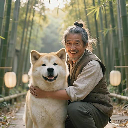 Joyful Embrace in a Bamboo Grove