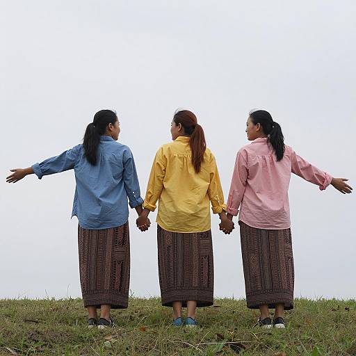 Unity in Fashion on a Grassy Hill