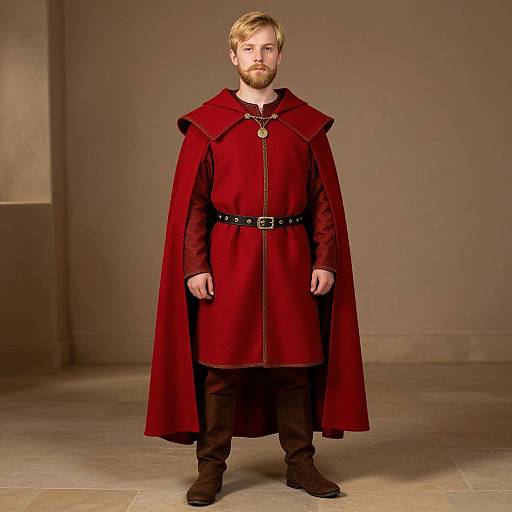 Medieval Baron in Red Cape