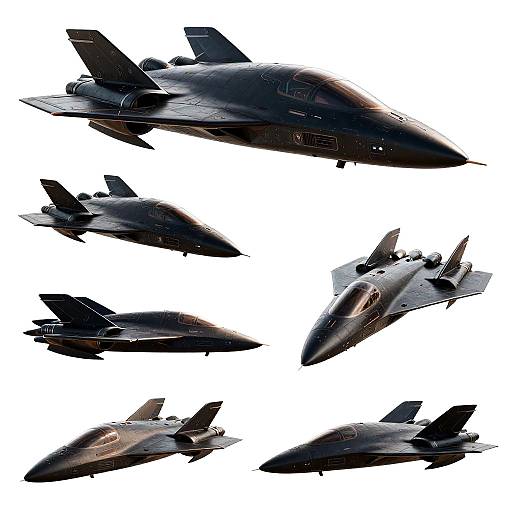 Futuristic Black Jet Spacecraft Collage