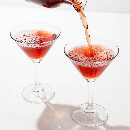 Vibrant Red Martini Pouring Scene