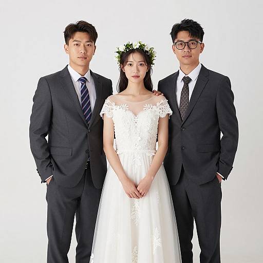 Stylish Wedding Portrait with Three People