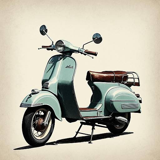 1950s Scooter Retro Painting Illustration