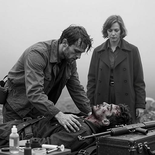 Dramatic Rescue in Black-and-White