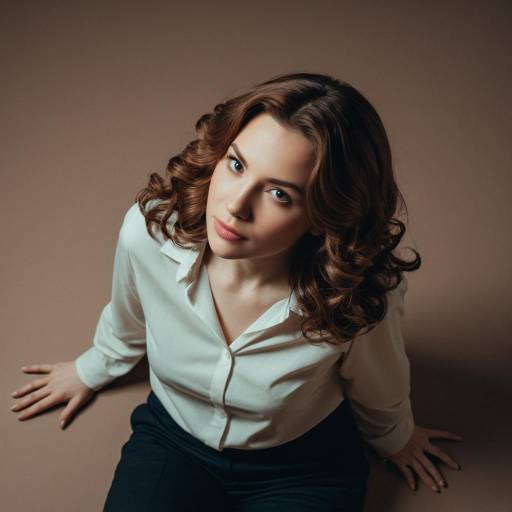 Portrait of Woman with Soft Brown Wavy Hair
