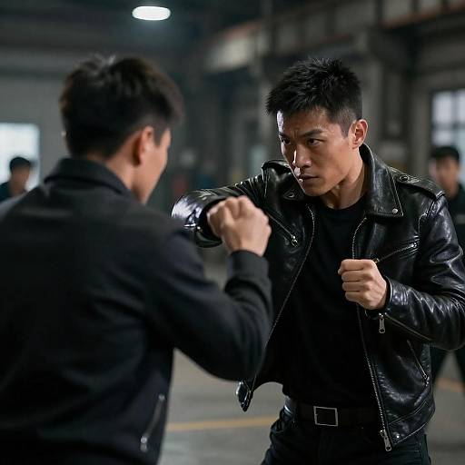 Intense Fight Scene in Warehouse