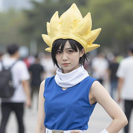 Young Woman in Blue Vegeta Cosplay