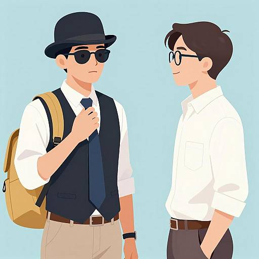 Stylish Men Contrast in Light Blue Background