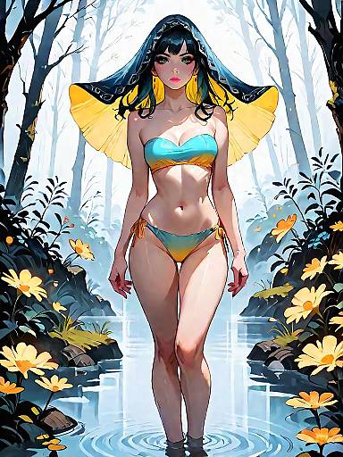 Fantasy Forest Girl in Neon Bikini