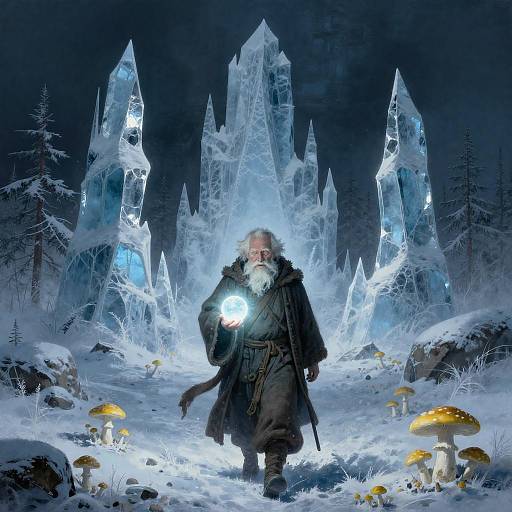 Elderly Monk in a Frozen Landscape