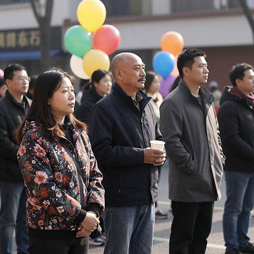 Vibrant Street Parade with Colorful Balloons