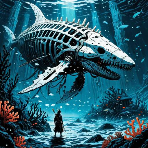 Mechanical Whale Skeleton with Underwater Shaman