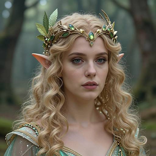 Ethereal Elven Woman in Mystical Forest