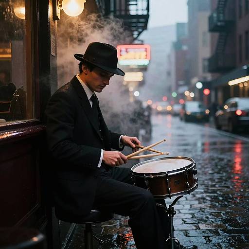 Midnight Jazz Drummer Rat Noir