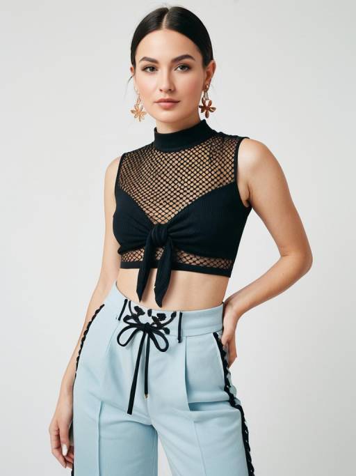 Chic Casual Look with Blue High-Waisted Pants