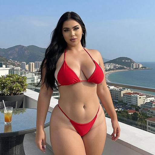 Curvy Woman on Rooftop Terrace