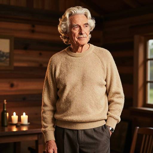 Elderly Man with Modern Mullet Style