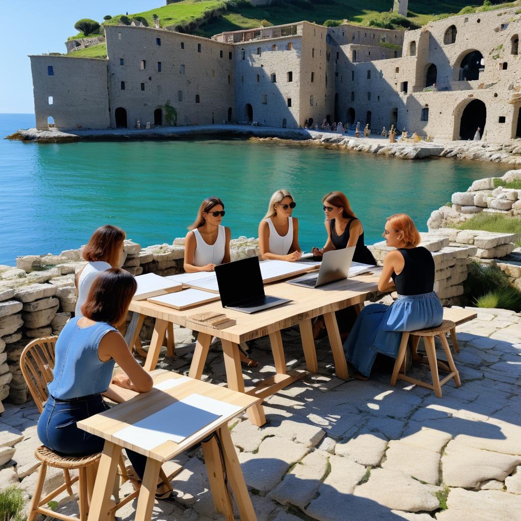 Gathering of Female Sculptors by Coastline