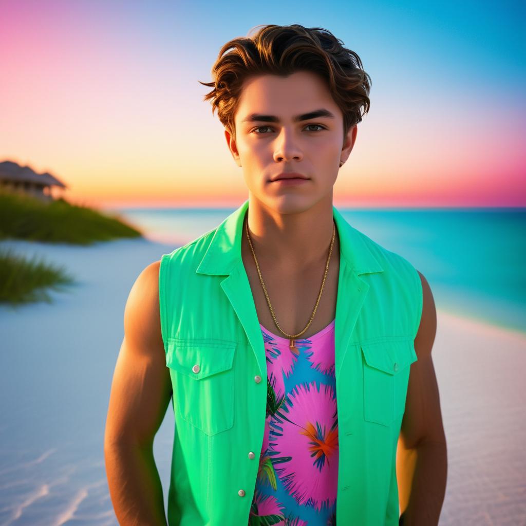 Photogenic Young Man at the Beach