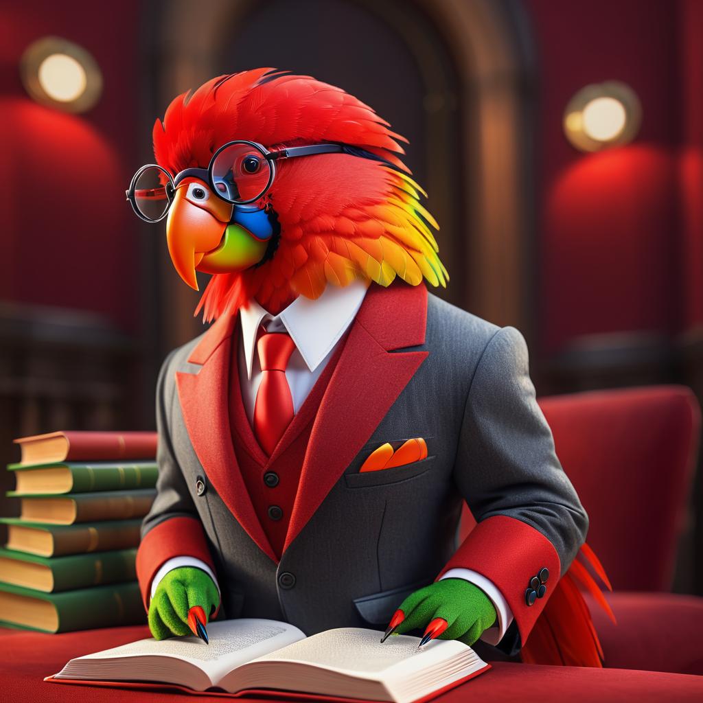 Sophisticated Parrot in Scholarly Attire