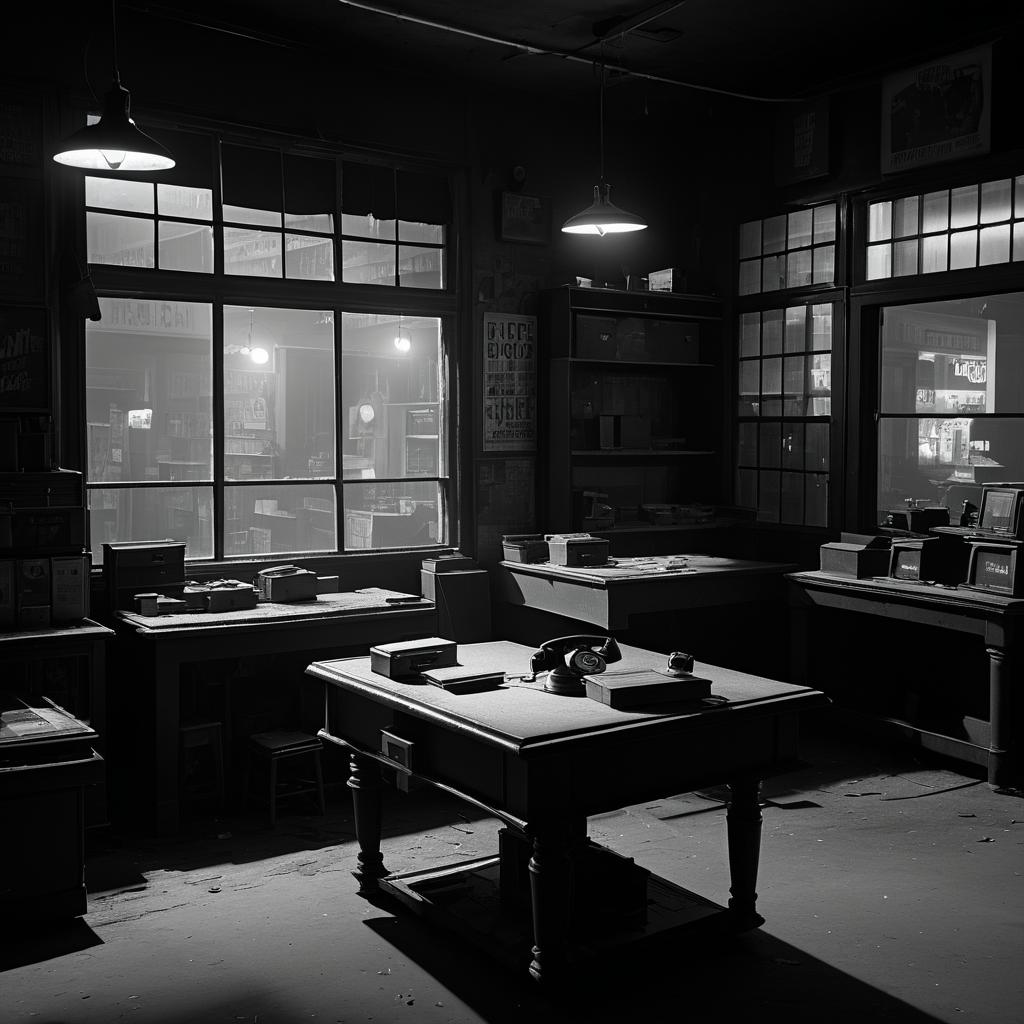 Mysterious Noir Pawn Shop Scene