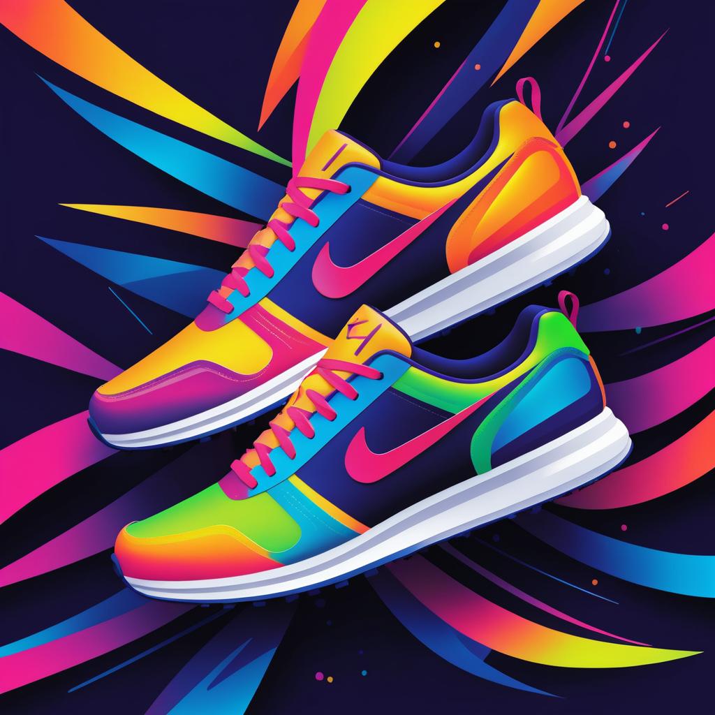 Dynamic Neon Athletic Shoe Illustration