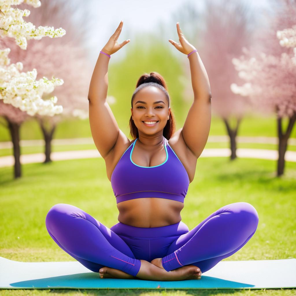 Curvy Woman Yoga Practice on Sunny Day