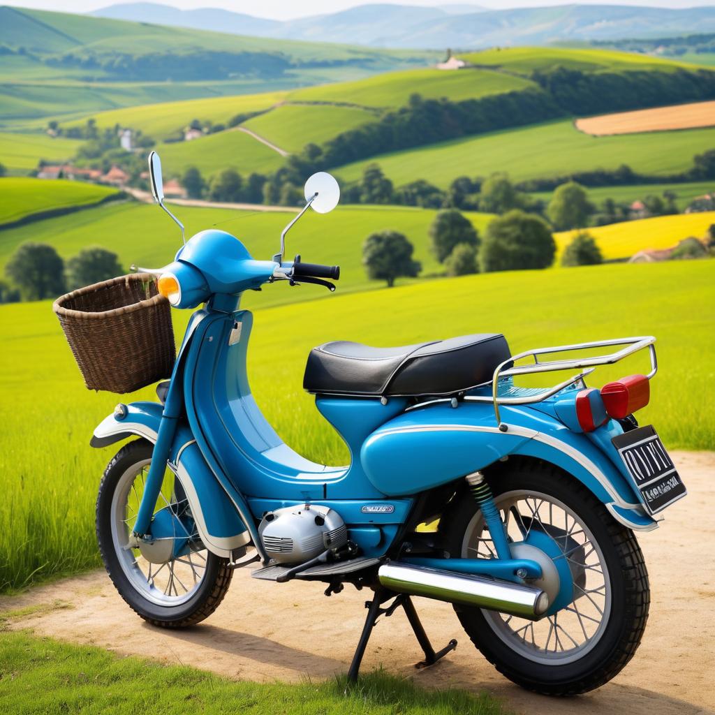 Classic Moped in Picturesque Countryside