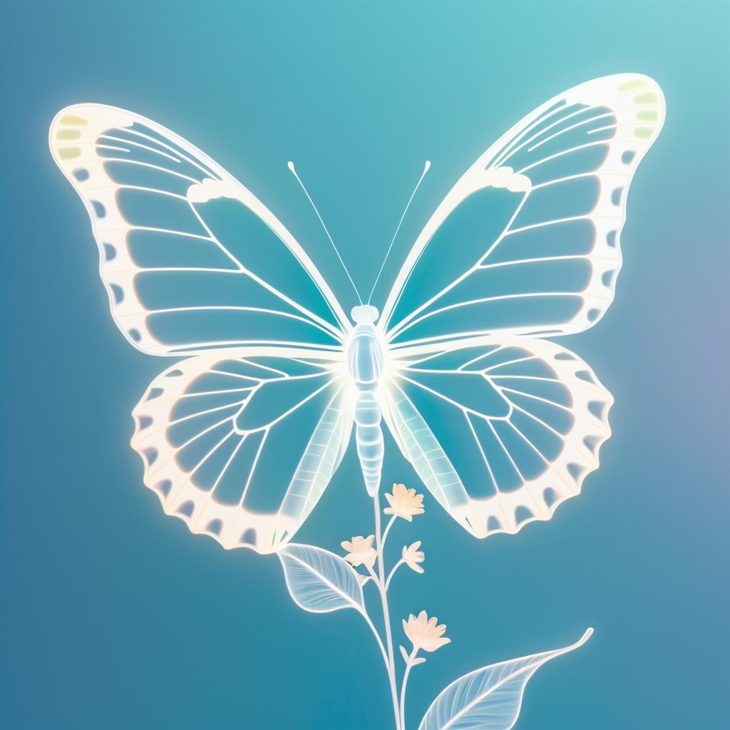 X-Ray Butterfly on Pastel Flower Artwork