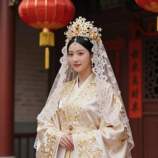 Traditional Chinese Bride in Ancestral Hall