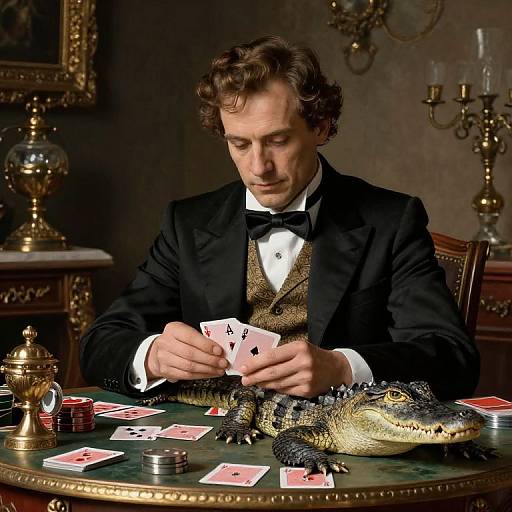 Alligator in Suit Playing Cards