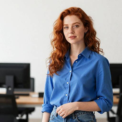 Comfortable Workday with Red-Haired Woman