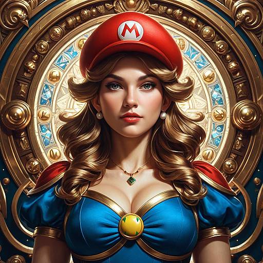 Symmetrical Portrait of Super Mario Bros Goddess