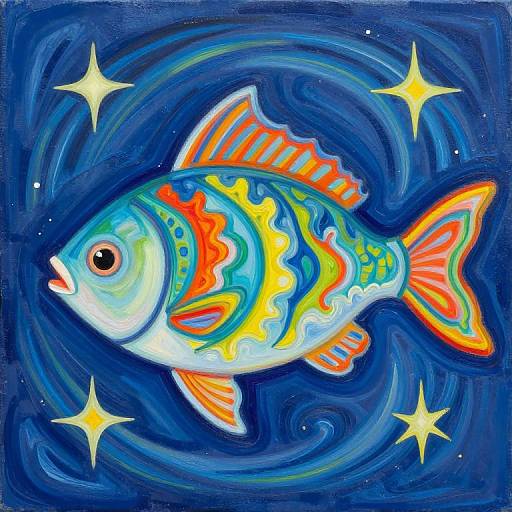Vibrant Abstract Fish with Stars