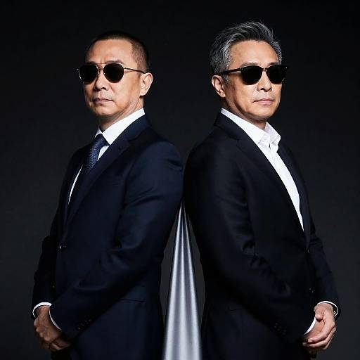 Mysterious Duo in Dark Suits